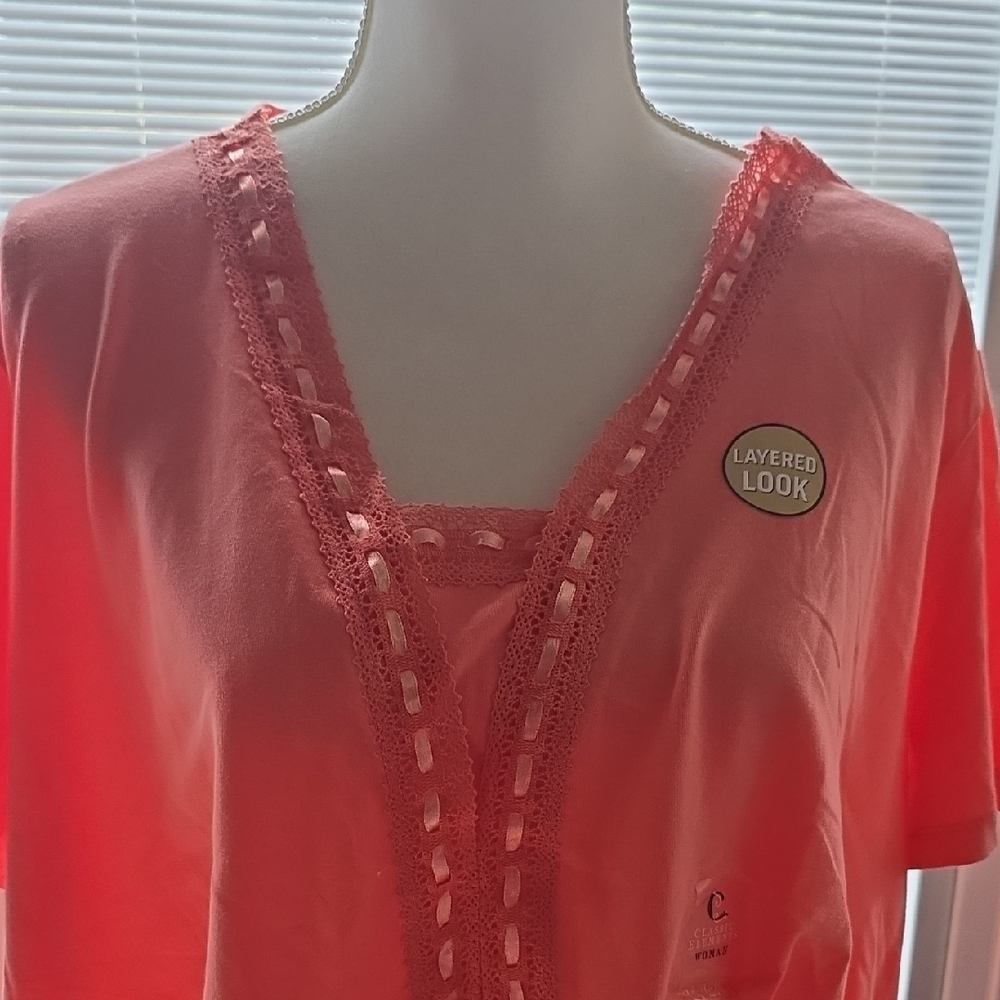 Classic Elements Coral Short Sleeve Top